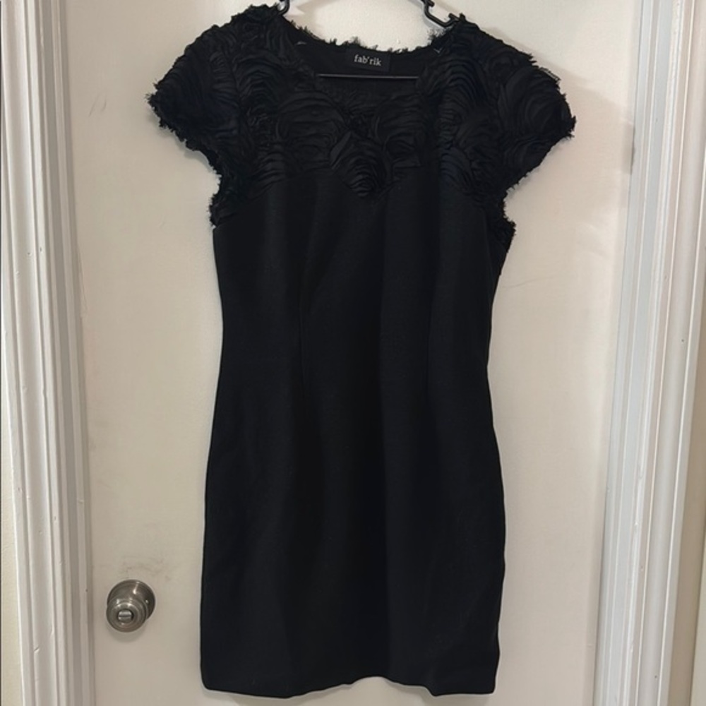 fab'rik Black with glitter Textured Women's Dress